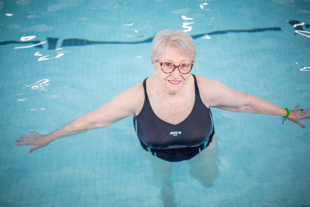 Annette Attwood in the swimming pool at the YMCA