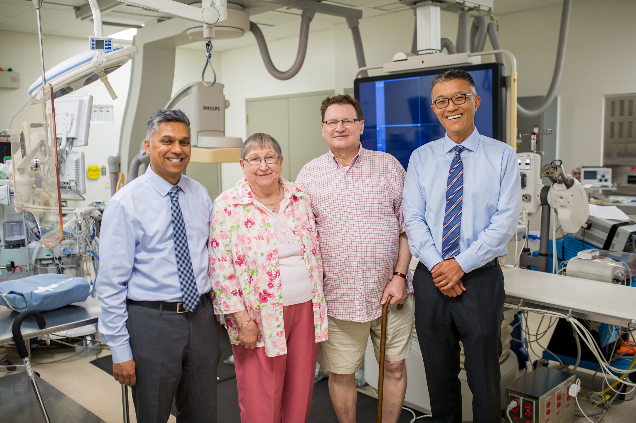 a group photo of Dr. Natarajan, Jenny and Gerald Kennedy and Dr. Victor Chu