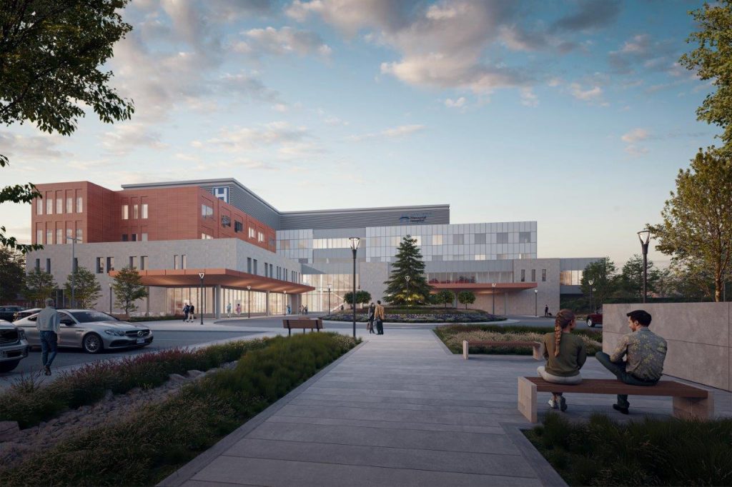 An illustration rendering of the future West Lincoln Memorial Hospital